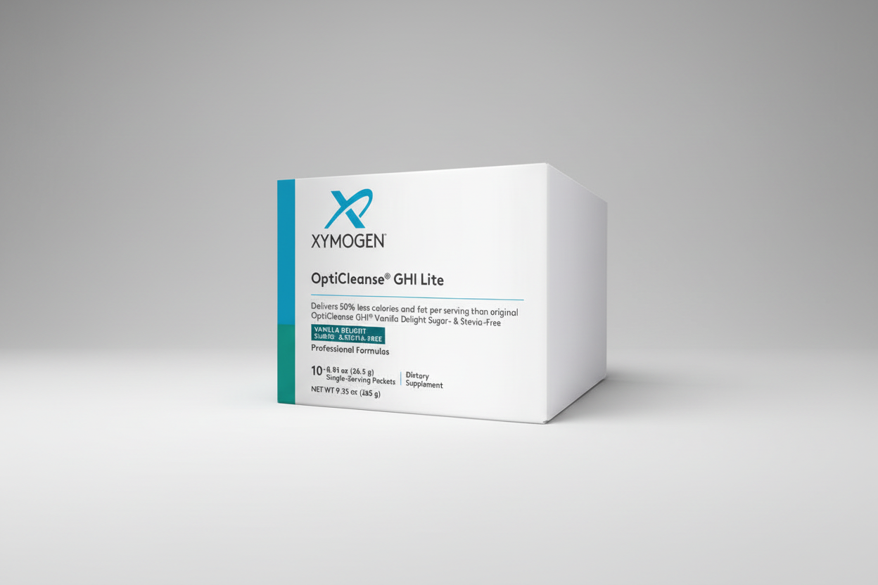 Xymogen OptiCleanse GHI Lite dietary supplement box on a white background