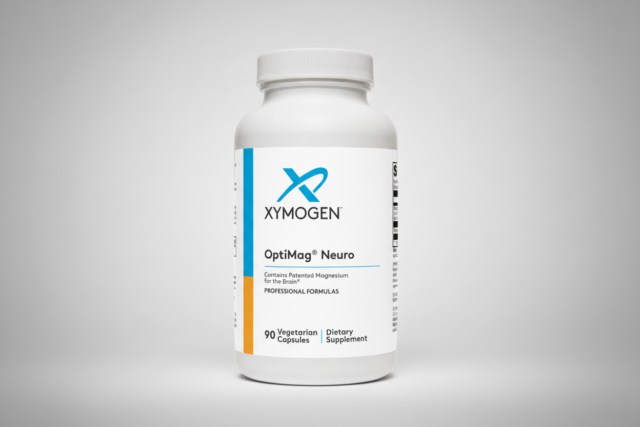 Xymogen OptiMag Neuro dietary supplement bottle on a white background