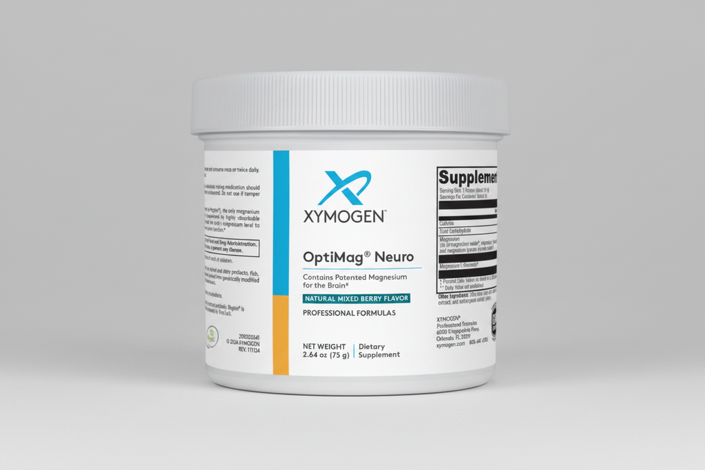 XYMOGEN OptiMag Neuro supplement container on a white background