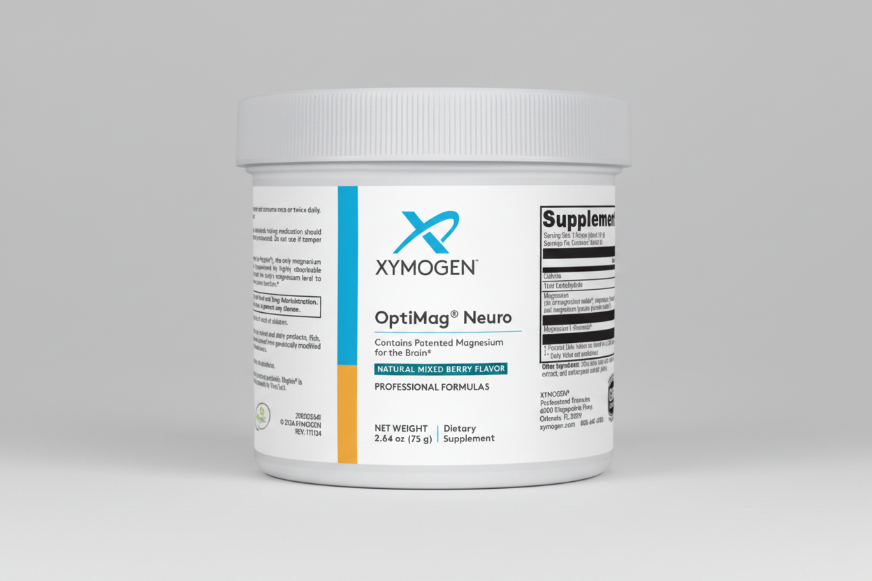 XYMOGEN OptiMag Neuro supplement container on a white background