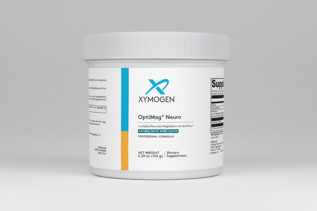 XYMOGEN OptiMag Neuro dietary supplement container on a white background