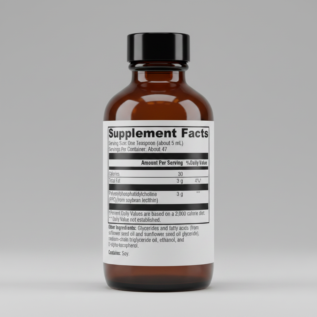 Supplement facts label with detailed nutritional information on a white background