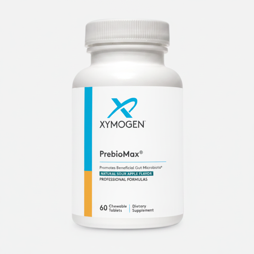 Xymogen PrebioMax dietary supplement bottle on a white background