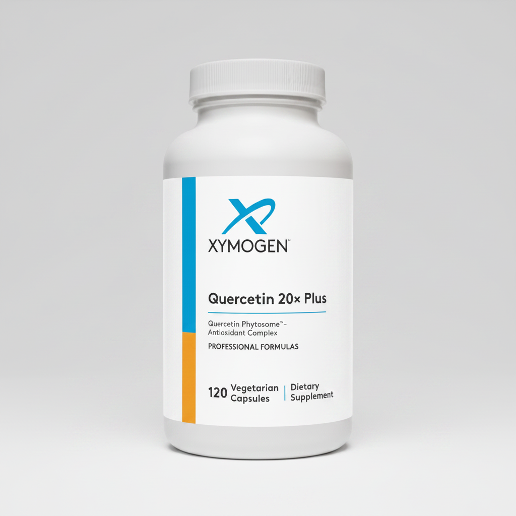 Xymogen Quercetin 20x Plus dietary supplement bottle on a white background