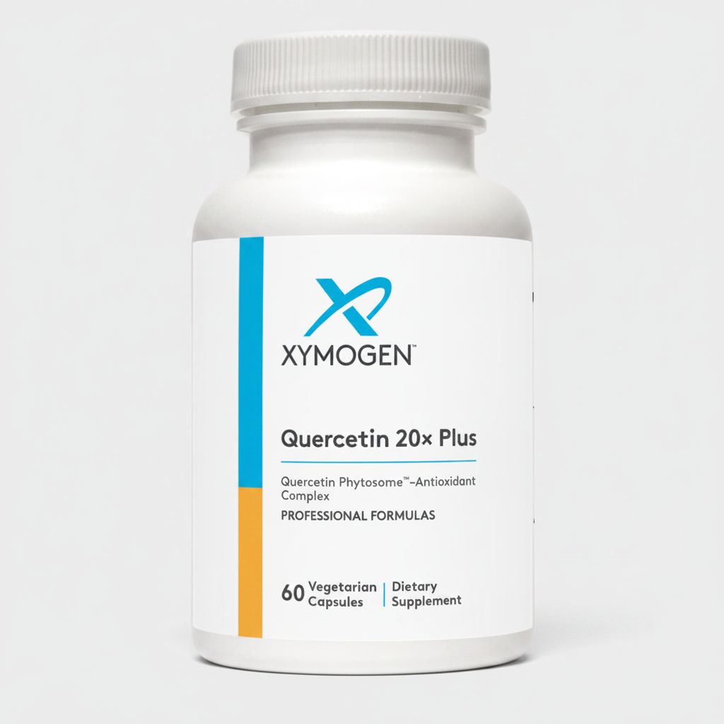 Xymogen Quercetin 20x Plus dietary supplement bottle on a white background