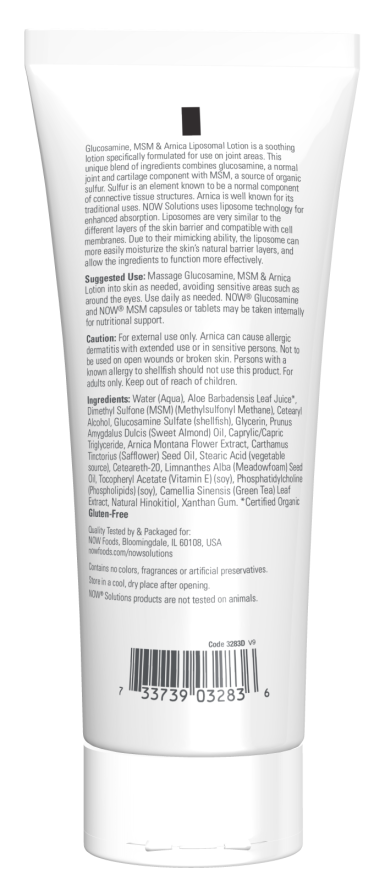 NOW Solutions Glucosamine MSM & Arnica Liposome Lotion 8 oz