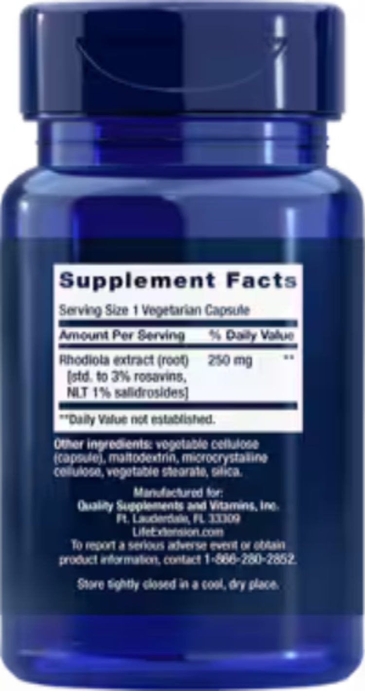 Life Extension Rhodiola Extract 250 mg 60 Vegetarian Capsules