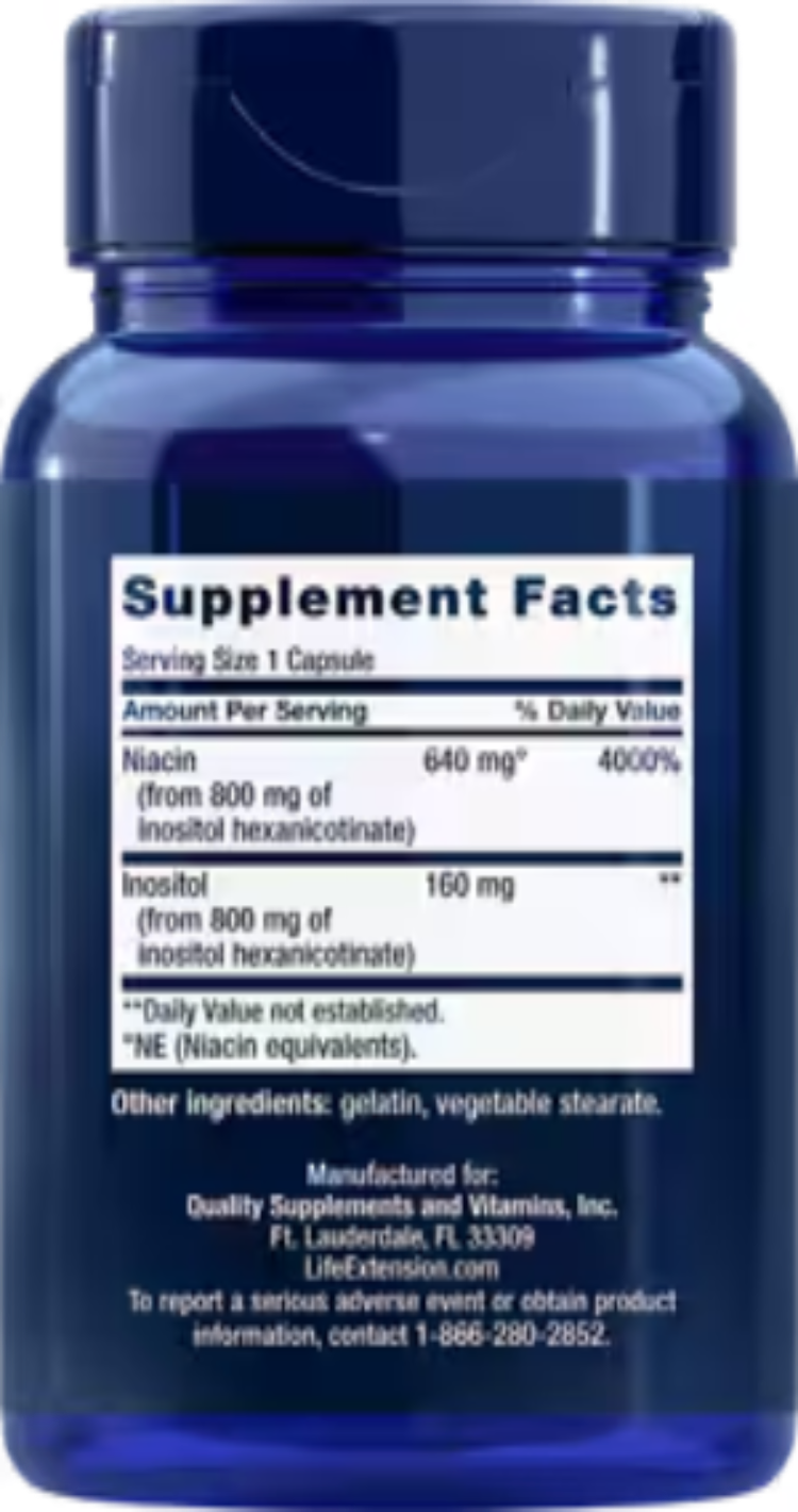 Life Extension No Flush Niacin 640 mg 100 capsules