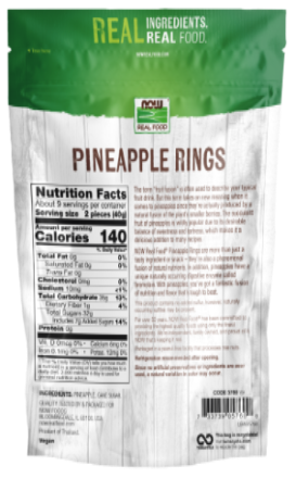 NOW Foods Pineapple Rings 12 oz | Sweet Dried Tropical Fruit Snack
