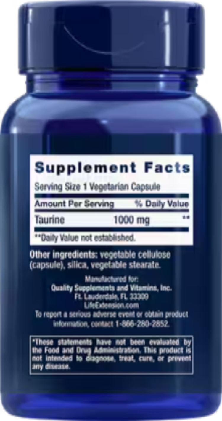 Life Extension Taurine 1000 mg 90 Vegetarian Capsules