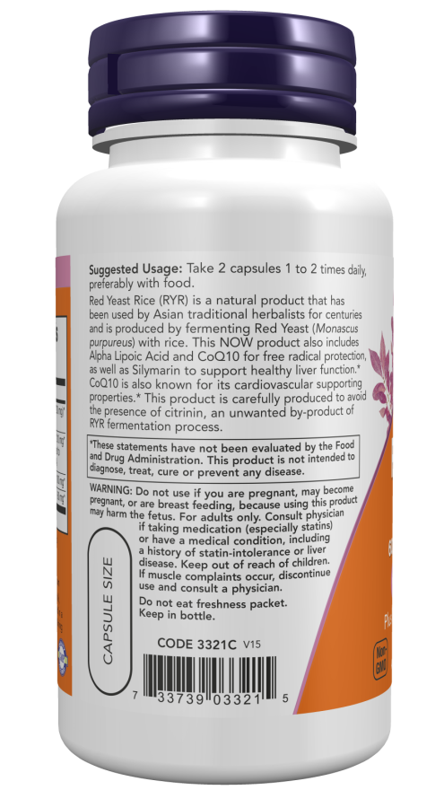NOW Foods Red Yeast Rice 600 mg with CoQ10 | 60 Veg Capsules
