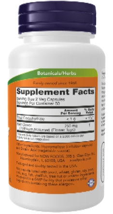NOW Foods Red Clover 375 mg 100 Veg Capsules