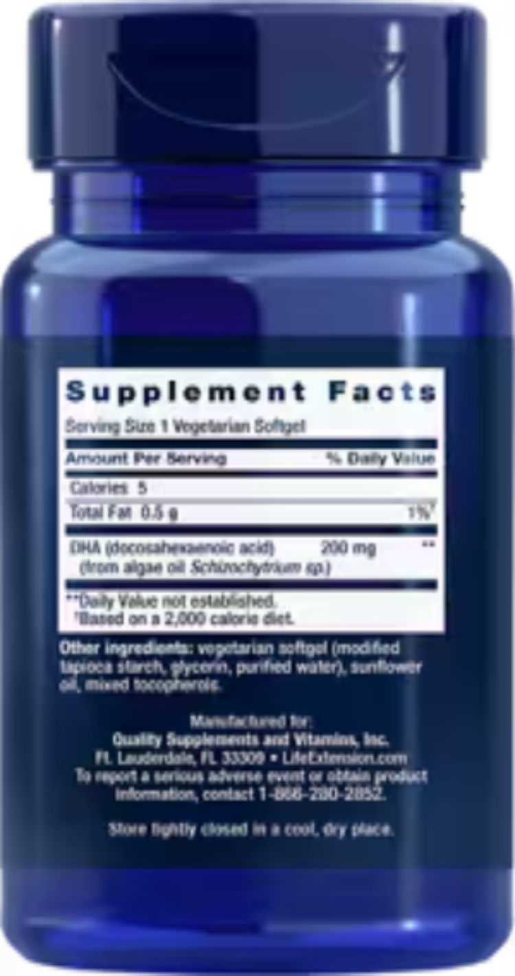 Life Extension DHA Vegetarian Omega-3 30 Softgels