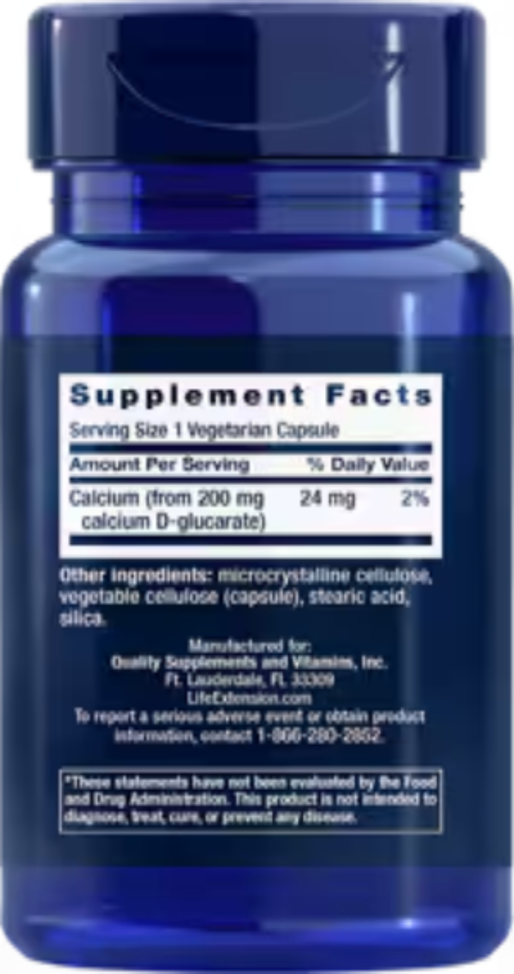 Life Extension Calcium D-Glucarate 200 mg 60 Vegetarian Capsules