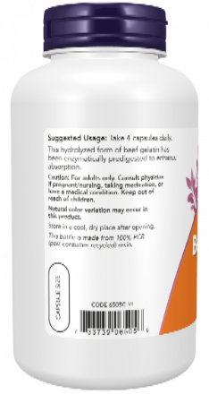 NOW Foods Hydrolysed Beef Gelatin 550 mg 200 Capsules