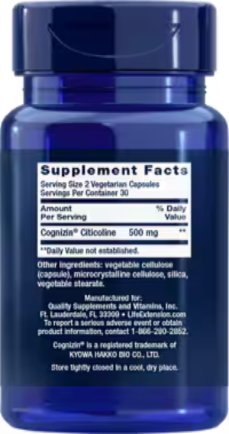 Life Extension Citicoline CDP-Choline 60 Vegetarian Capsules