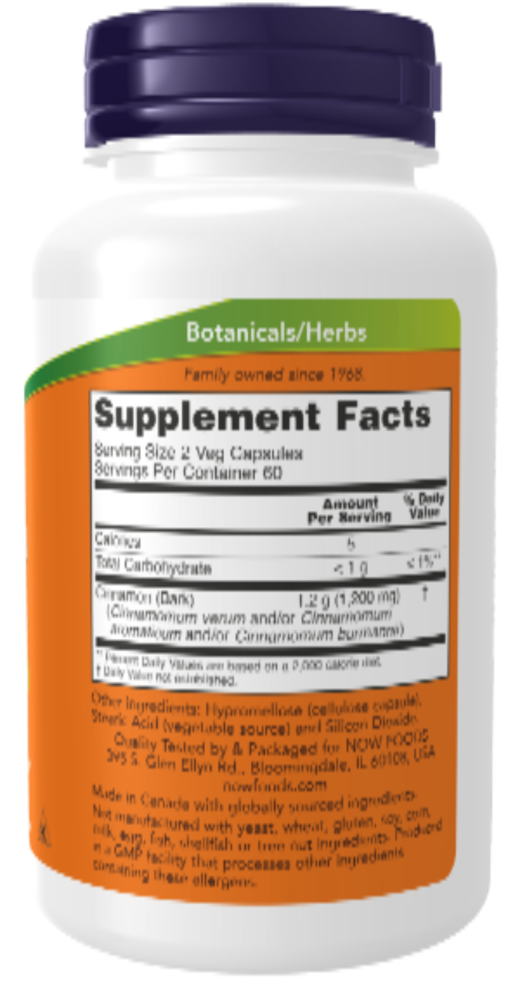 NOW Foods Cinnamon Bark 600 mg 120 Veg Capsules
