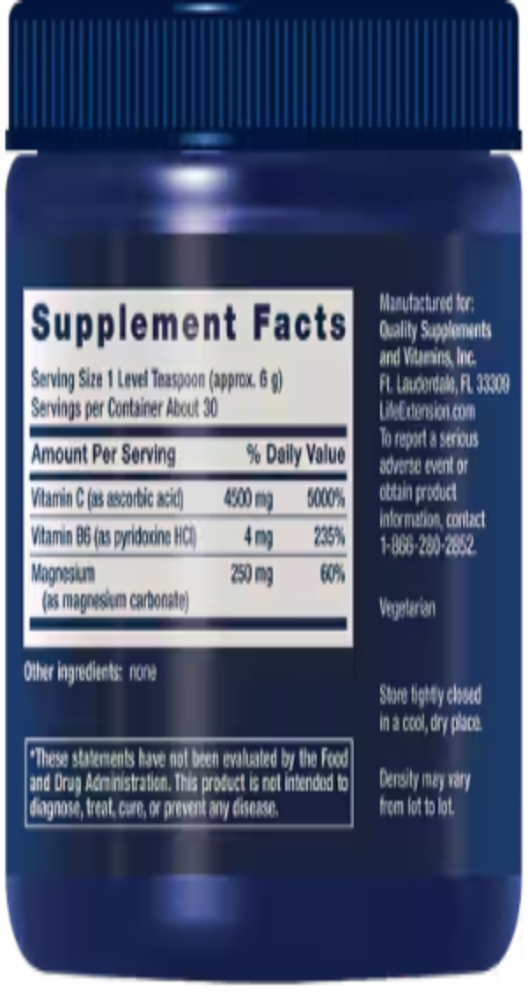 Life Extension Effervescent Vitamin C Magnesium Crystals 180g | Antioxidant