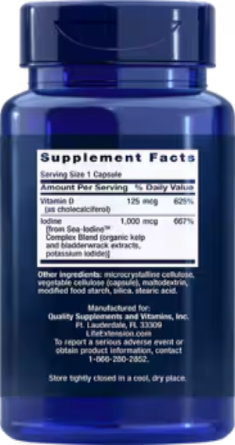 Life Extension Vitamin D3 with Sea-Iodine 125 mcg 5000 IU 60 Capsules