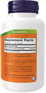 NOW Foods Ginger Root 550 mg | Digestive Comfort & Stomach Wellness | 100 Veg Capsules