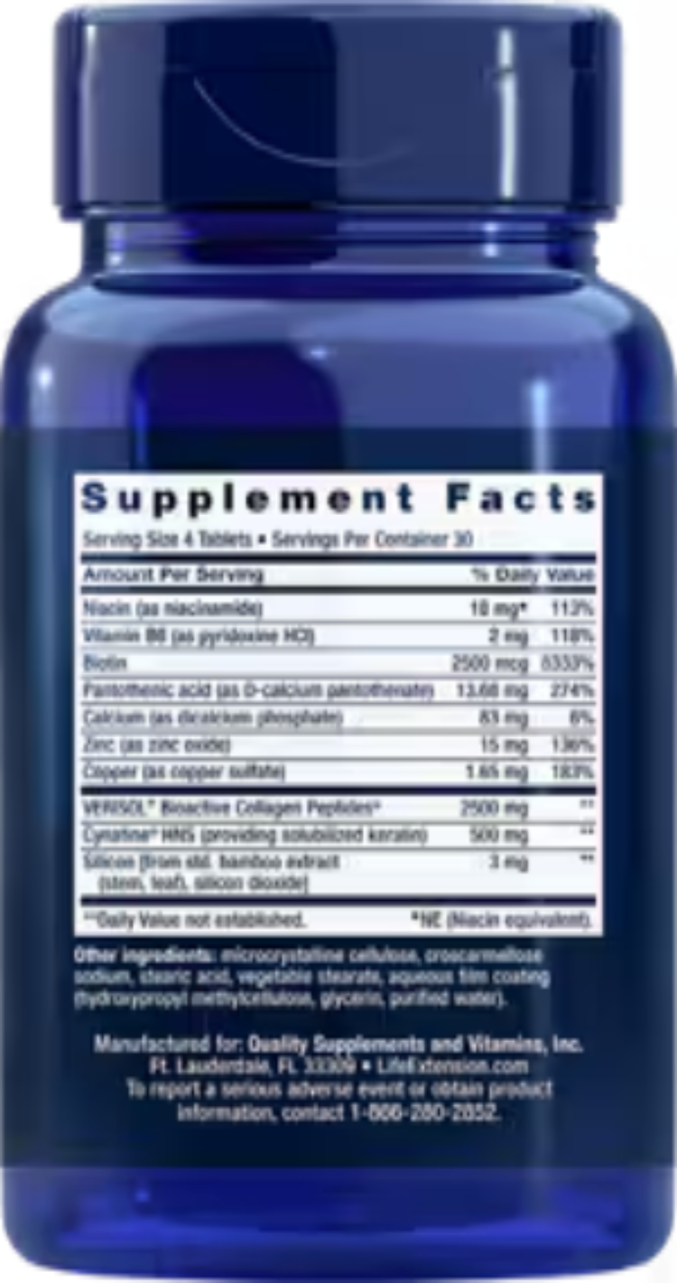 Life Extension Hair Skin & Nails Collagen Plus Formula 120 Tablets