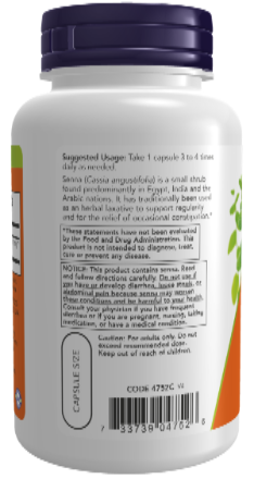NOW Foods Senna Leaves 470 mg 100 Veg Capsules
