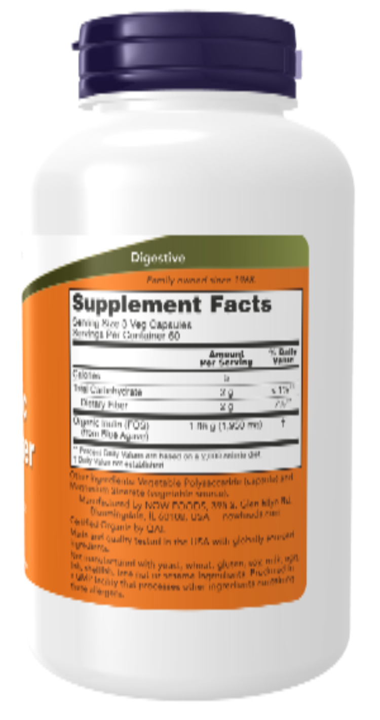 NOW Foods Prebiotic Inulin Fiber 180 Veg Capsules | Chicory Root