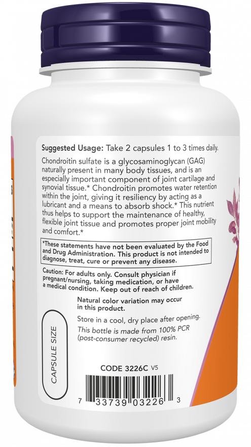 NOW Foods Chondroitin Sulfate 600 mg 120 Capsules