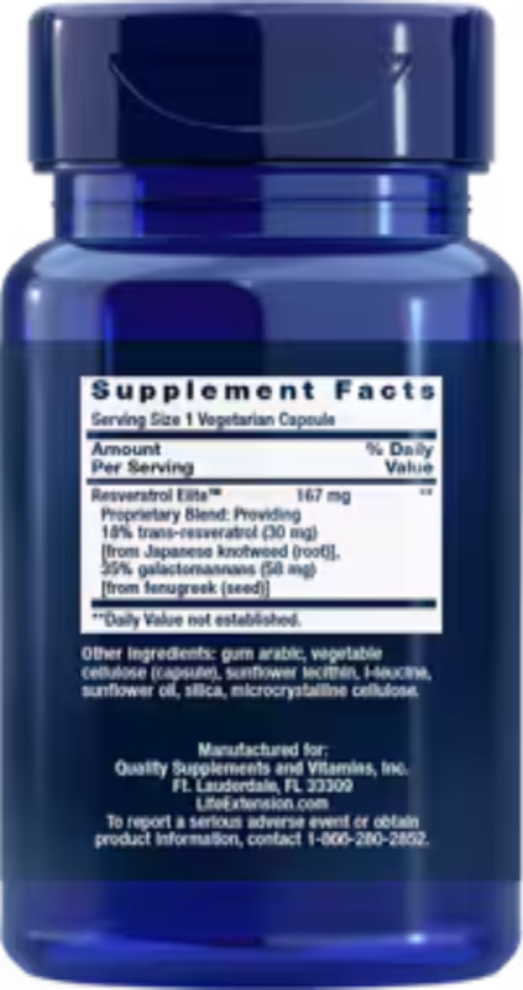 Life Extension Resveratrol Elite 30 Vegetarian Capsules