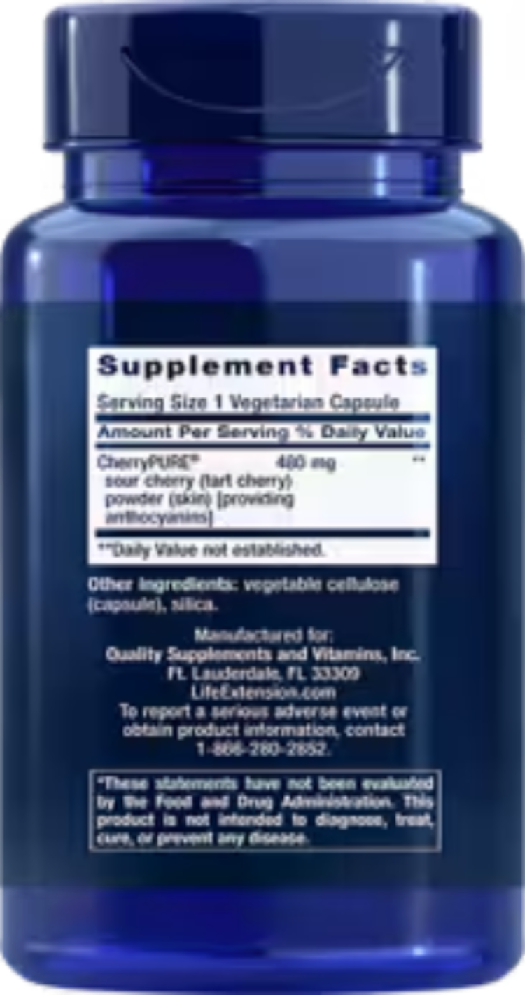 Life Extension Tart Cherry with CherryPURE 60 Vegetarian Capsules