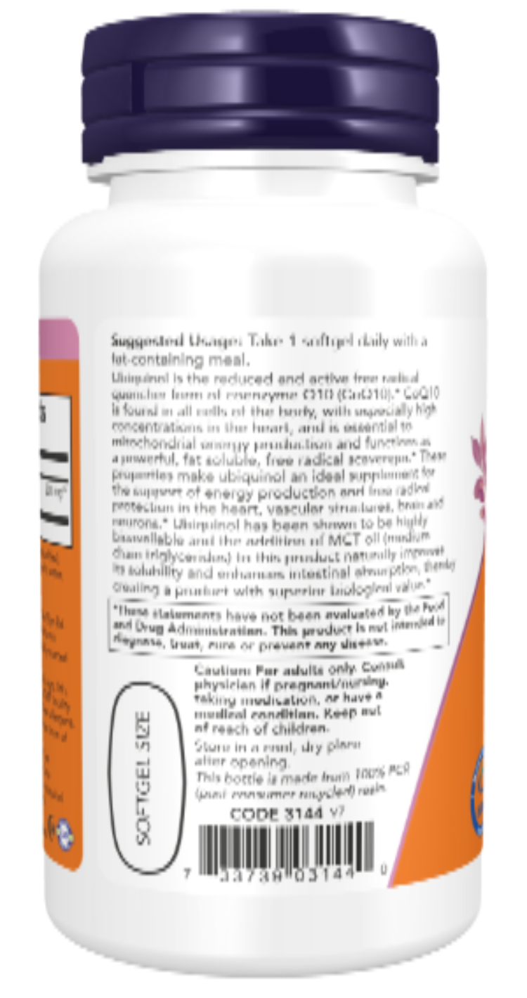 NOW Foods Ubiquinol Extra Strength 200 mg 60 Softge product image 3