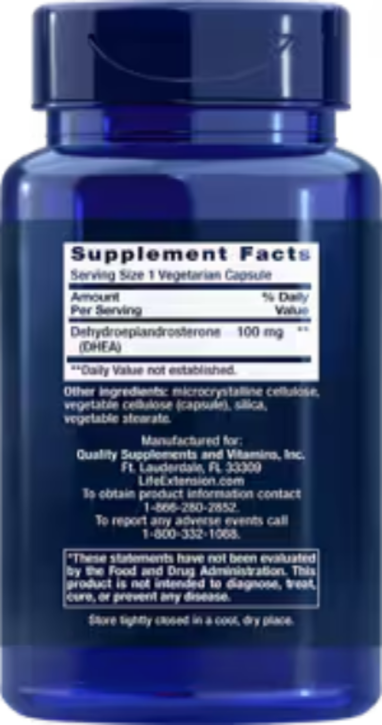Life Extension DHEA 100 mg 60 Vegetarian Capsules | Naturally Occurring Compound