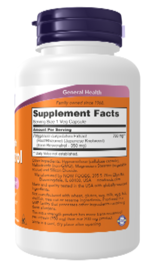NOW Foods Resveratrol Extra Strength 350 mg 60 Veg Capsules