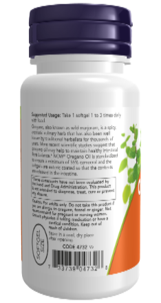 NOW Foods Oregano Oil 90 Softgels Carvacrol Standardized Extract