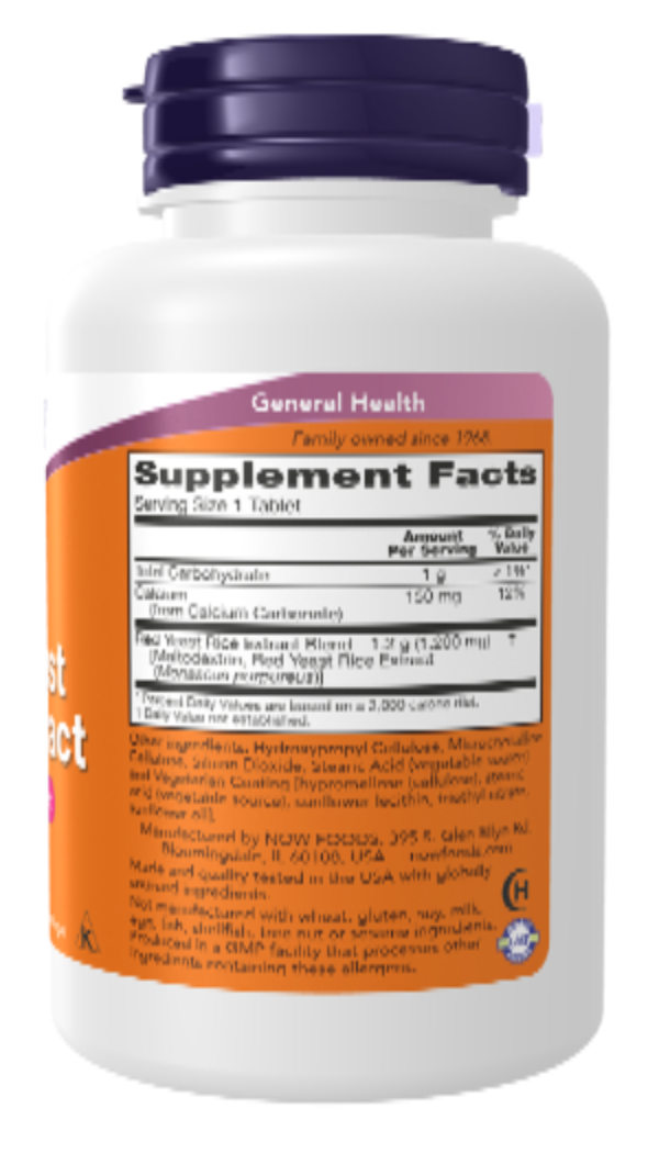 NOW Red Yeast Rice Extract 1200 mg with Calcium — 60 Tablets