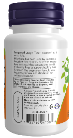 NOW Foods Milk Thistle 300 mg 100 Veg Capsules