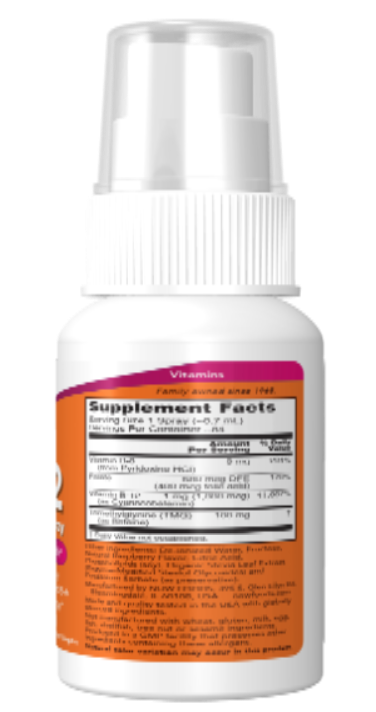 NOW Foods Vitamin B-12 Liposomal Spray Natural Raspberry 2 oz