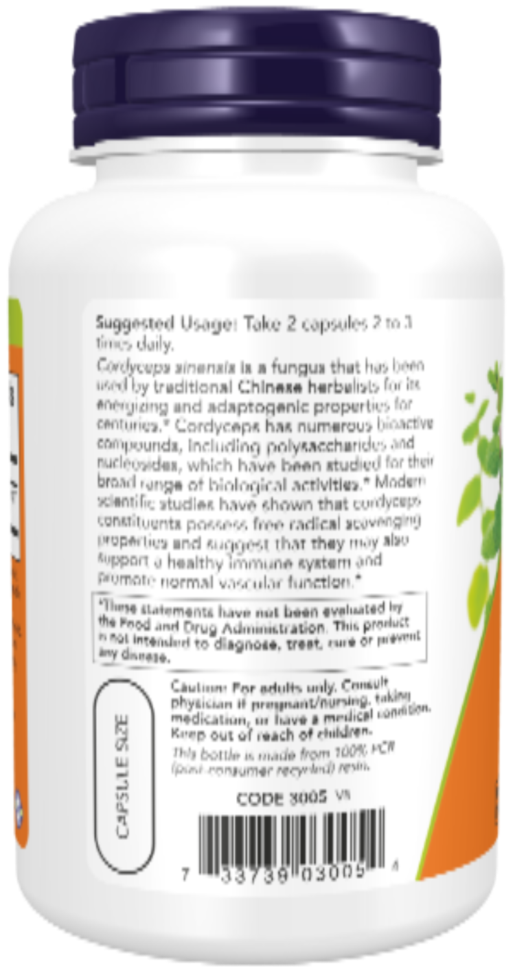 NOW Foods Cordyceps 750 mg 90 Veg Capsules product image 3