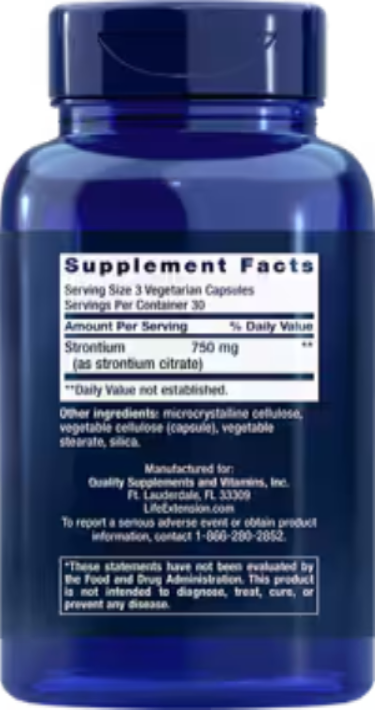 Life Extension Strontium Caps 750 mg 90 Vcaps