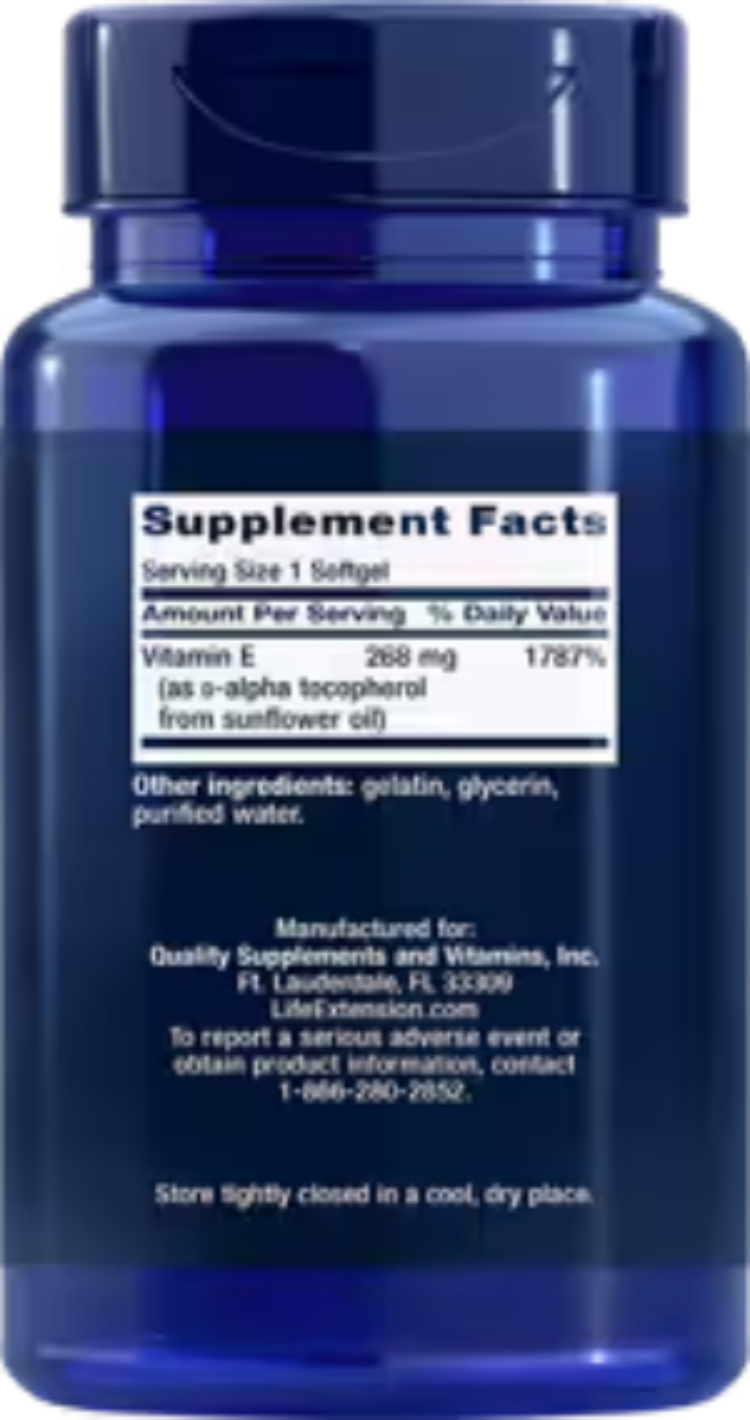 Life Extension Super Vitamin E 268 mg 400 IU 90 Softgels