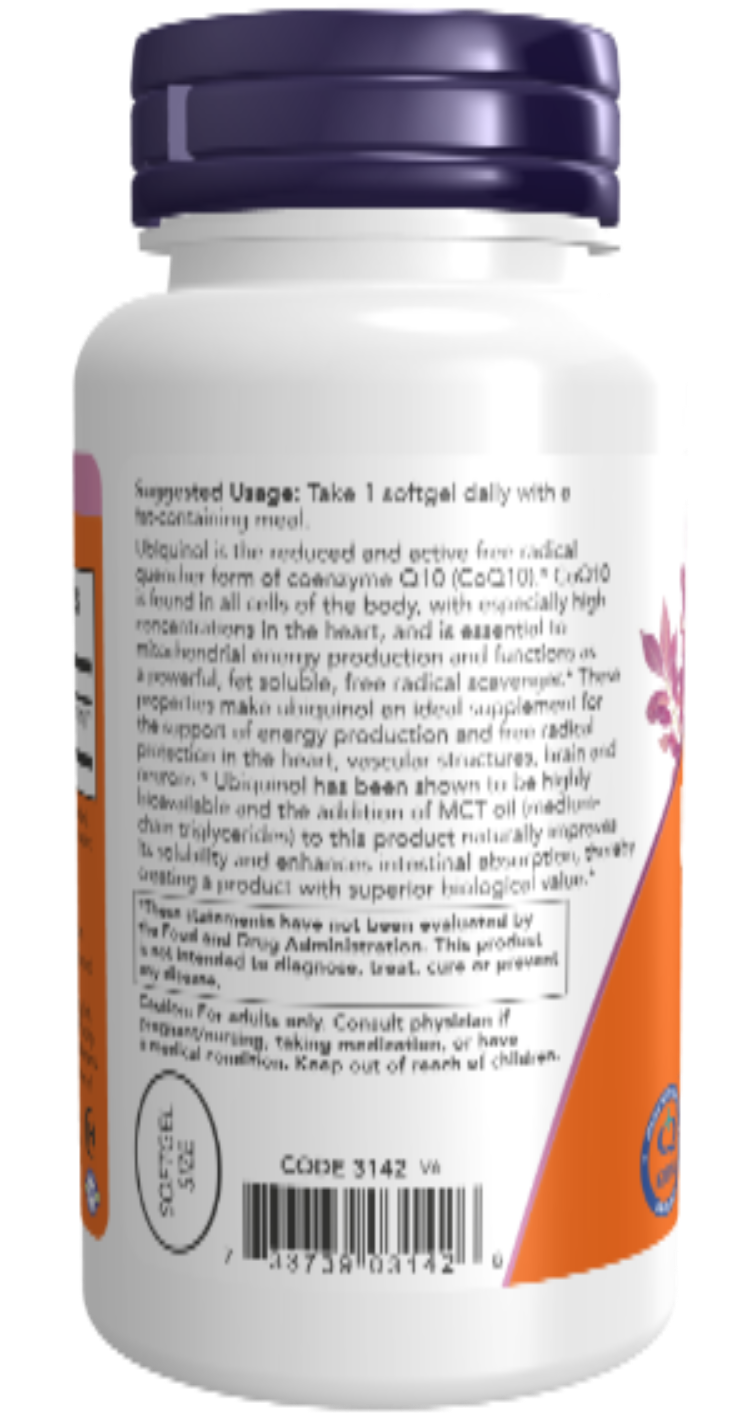 NOW Foods Ubiquinol 100 mg 120 Softgels product image 2