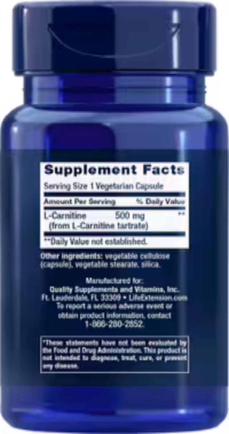 L‑Carnitine 500 mg – 30 Vegetarian Capsules