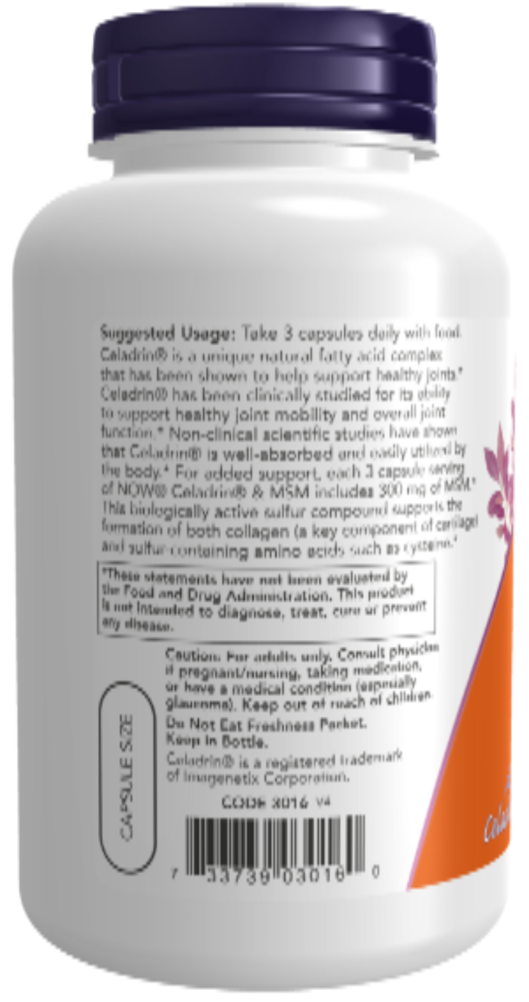 NOW Foods Celadrin & MSM 500 mg 120 Capsules