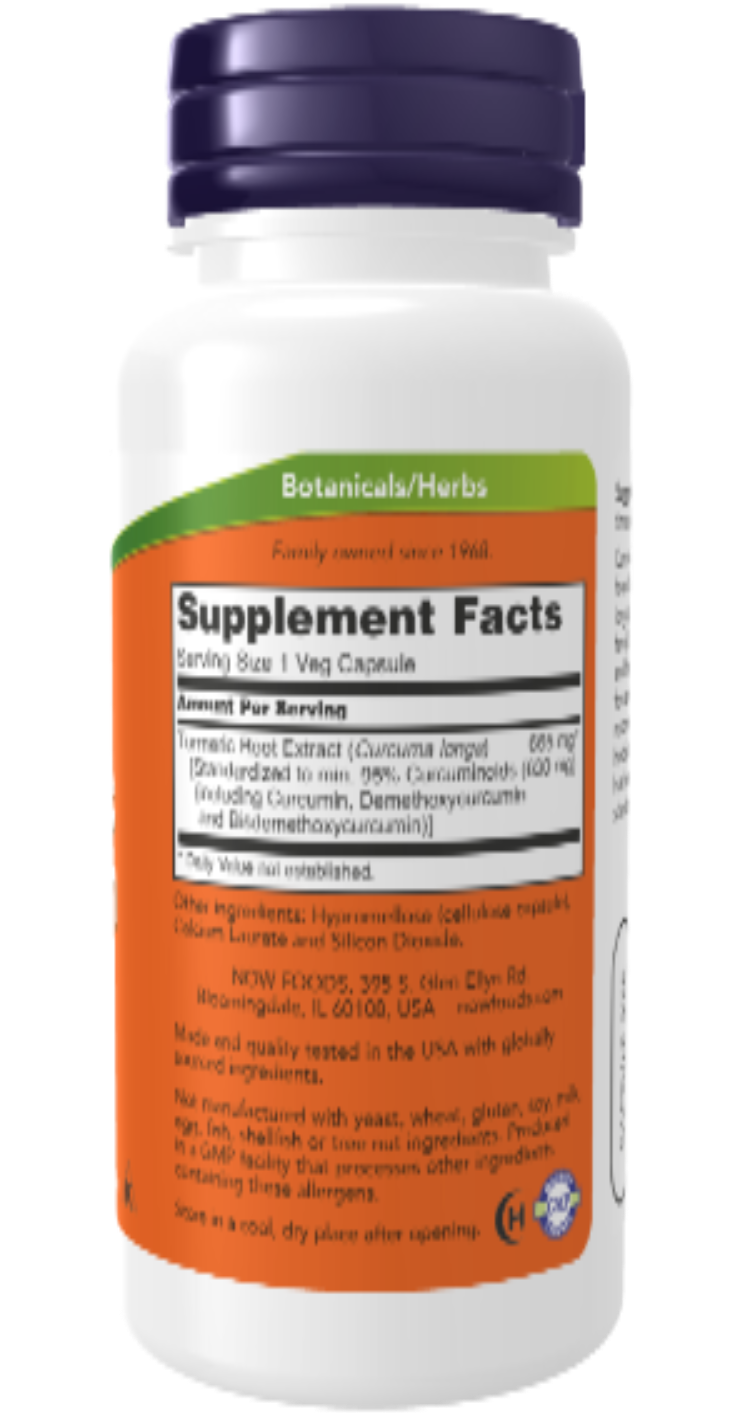 NOW Foods Turmeric Curcumin 60 Veg Capsules | Joint Wellness