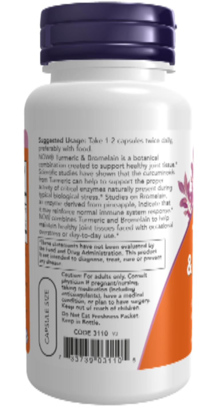 NOW Foods Turmeric & Bromelain 90 Veg Capsules