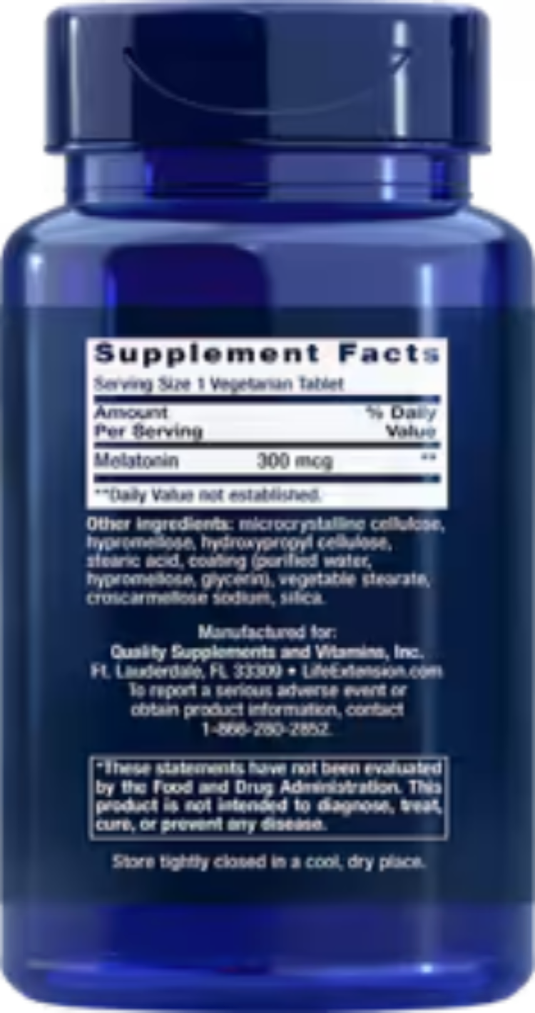 Life Extension Melatonin 6 Hour Timed Release 300 mcg 100 Vegetarian Tablets