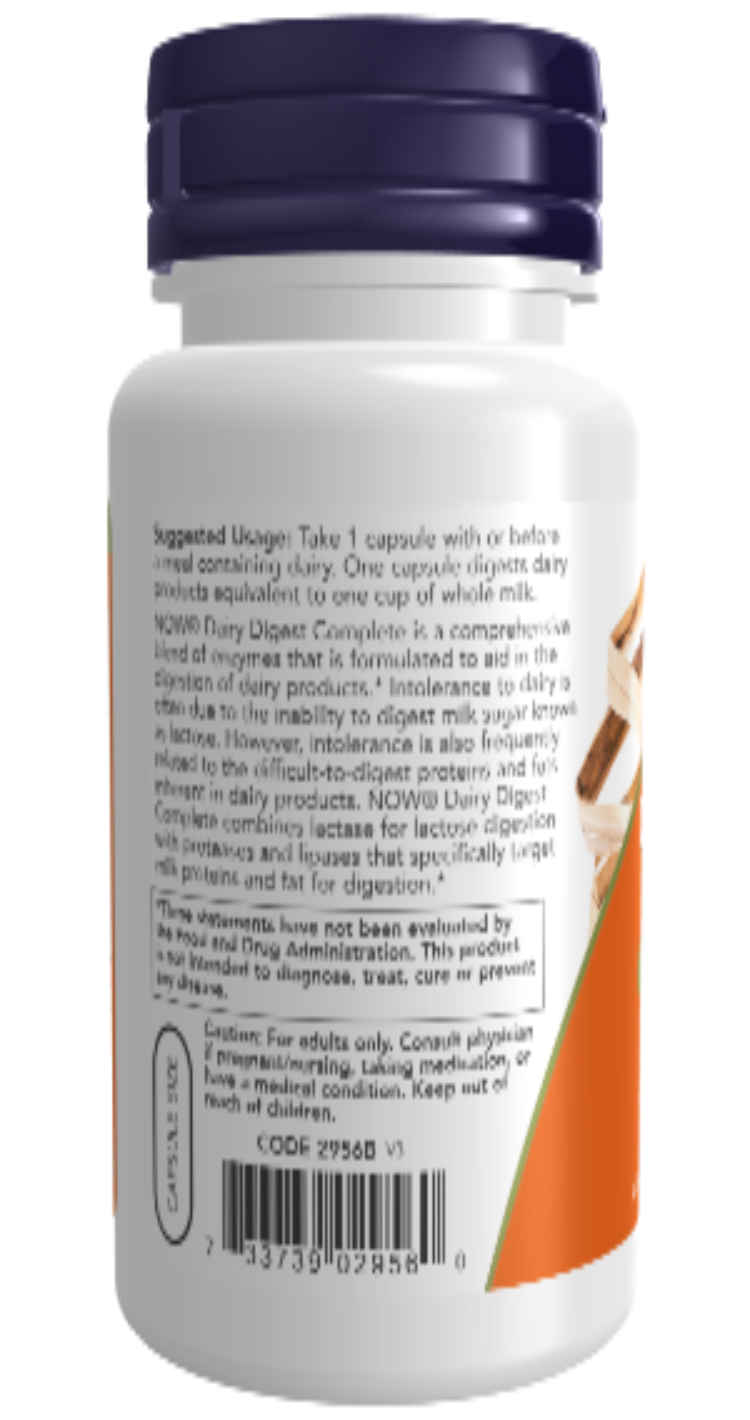 NOW Foods Dairy Digest Complete | Lactase Protease & Lipase Enzymes | 90 Vcaps