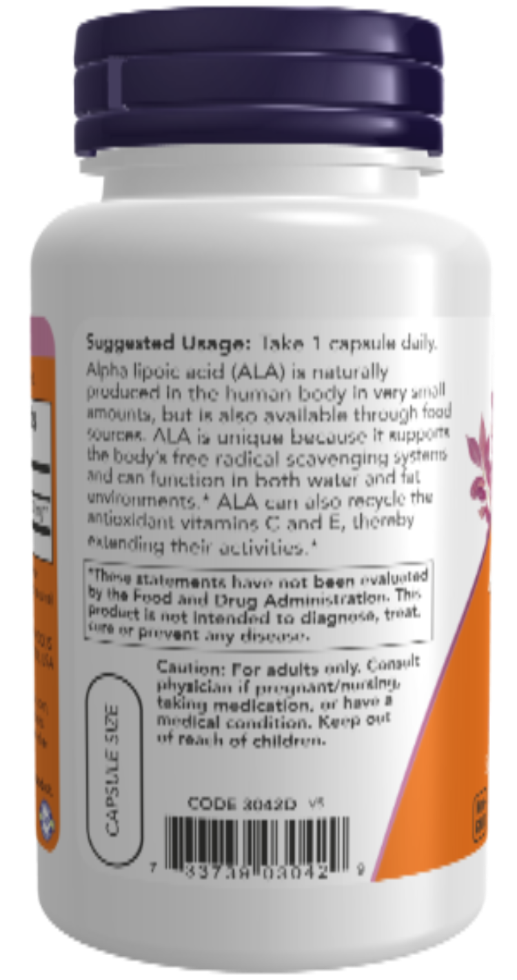 NOW Foods Alpha Lipoic Acid 250 mg 60 Veg Capsules bottle