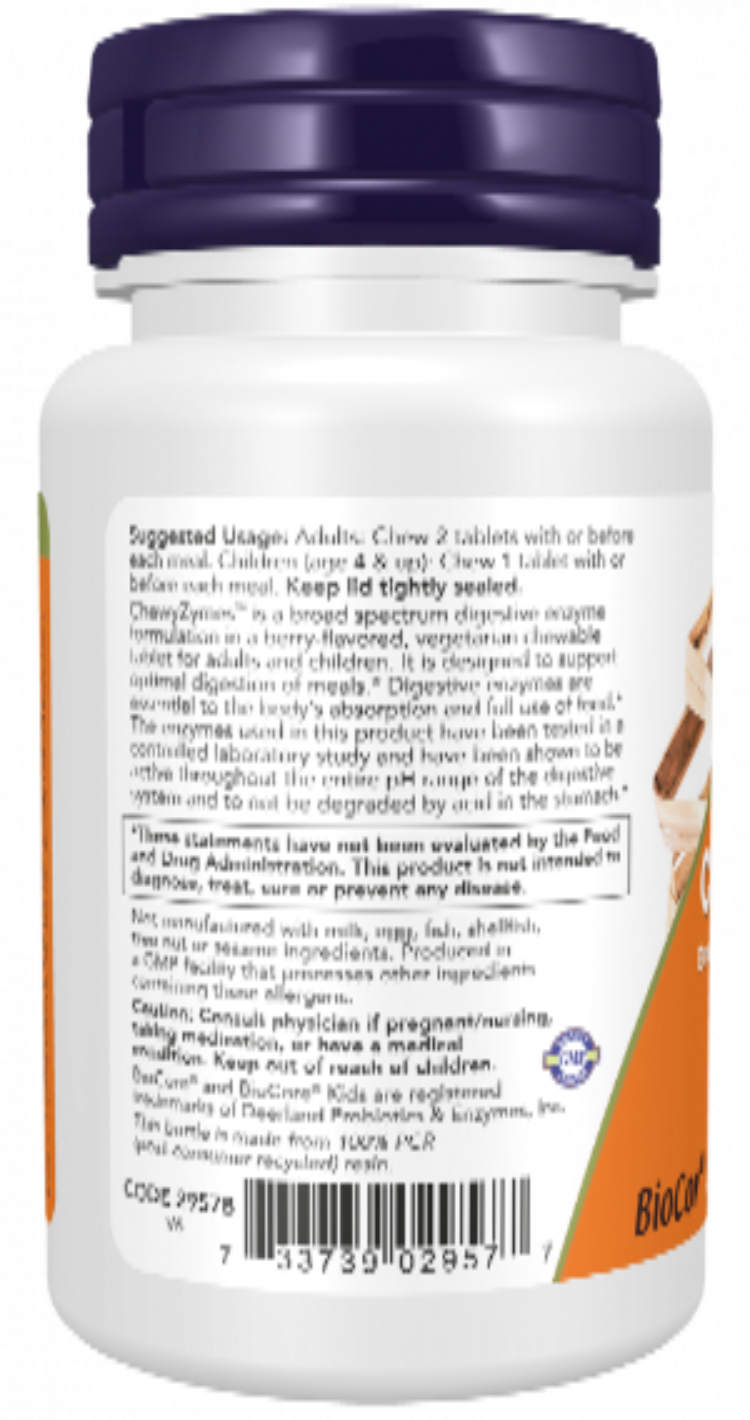 NOW Foods ChewyZymes Chewable Digestive Enzyme Blend | 90 Chewable Tablets