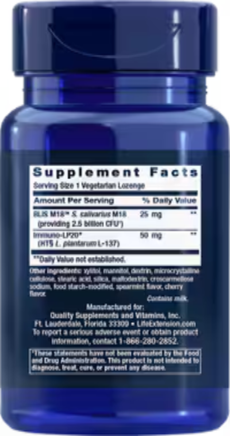Life Extension FLORASSIST Probiotic Oral Hygiene 30 Vegetarian Lozenges